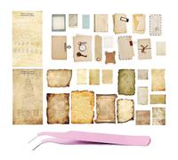 Lot de 2 paquets de 90 autocollants de scrapbooking, 1 pince à coude, accessoires de scrapbooking, autocollants de voyage rétro, autocollants de scrapbooking rétro inscriptibles, autocollants fins
