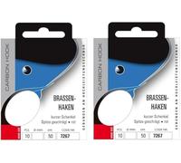 Lot de 2 paquets de hameçons reliés Jenzi - Hameçons polyvalents - Carpe rouge (12 pièces) - Taille des hameçons 8, 10, 12, 14, 16 et 18 sur Mono, bas de ligne prêt + autocollant Petri Heil!