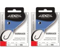Lot de 2 paquets d'hameçons JENZI en carbone / titane (20 pièces), 50 cm Taille des hameçons 1, 2 4, 6, 8, 10, 12 et 14 au choix + autocollant Petri Heill! gratuit (taille 1)
