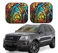 Lot de 2 pare-soleil de voiture pliables en verre teinté pour pare-brise avant de voiture universel