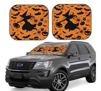 Lot de 2 pare-soleil de voiture pliables pour fenêtre avant, couverture intérieure de voiture, Halloween, sorcière, pare-soleil volant pour garder votre véhicule au frais, grand