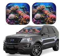 Lot de 2 pare-soleil de voiture pliables pour fenêtre avant, couverture intérieure de voiture, monde sous-marin, protection contre le soleil corail pour garder votre véhicule au frais, petit