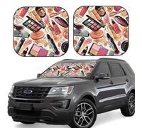 Lot de 2 pare-soleil de voiture pliables pour fenêtre avant, couverture intérieure de voiture, motif cosmétique et maquillage, protection solaire pour garder votre véhicule au frais, grand