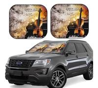 Lot de 2 pare-soleil de voiture pliables pour fenêtre avant, couverture intérieure de voiture, piano, violon, notes de musique, pare-soleil pour garder votre véhicule au frais, petit