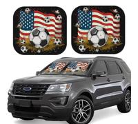 Lot de 2 pare-soleil de voiture pliables pour fenêtre avant de voiture - Couverture intérieure de voiture - Football - Drapeau américain - Protection solaire pour garder votre véhicule au frais