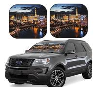 Lot de 2 pare-soleil de voiture pliables pour fenêtre avant de voiture - Couverture intérieure de voiture Las Vegas - Vue de nuit - Protection solaire pour garder votre véhicule au frais - Petit