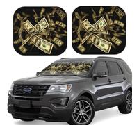 Lot de 2 pare-soleil de voiture pliables pour fenêtre avant de voiture - Couverture intérieure de voiture - Panneau dollar - Pare-soleil - Bloque le soleil pour garder votre véhicule au frais - Taille