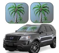 Lot de 2 pare-soleil de voiture pliables pour fenêtre avant, intérieur de voiture, cocotier, protection solaire pour garder votre véhicule au frais, grand