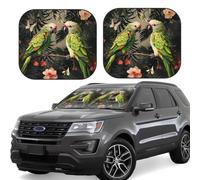 Lot de 2 pare-soleil de voiture pliables pour fenêtre avant, intérieur de voiture, couple, perroquets, olive, protection solaire pour garder votre véhicule au frais, petit