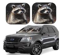 Lot de 2 pare-soleil de voiture pliables pour fenêtre avant, intérieur de voiture, protection contre le soleil raton laveur, pour garder votre véhicule au frais, grand