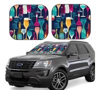 Lot de 2 pare-soleil de voiture pliables pour fenêtre avant, intérieur de voiture, verres à cocktail et bouteilles de vin, pare-soleil pour garder votre véhicule au frais, grand