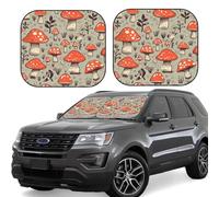 Lot de 2 pare-soleil pliables pour pare-brise avant de voiture - Couverture intérieure de voiture - Motif champignons de dessin animé - Bloque le soleil pour garder votre véhicule au frais - Taille M