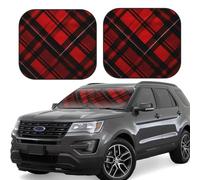 Lot de 2 pare-soleil pliables pour pare-brise avant de voiture - Couverture intérieure de voiture - Rouge et noir - Protection solaire pour garder votre véhicule au frais - Taille S