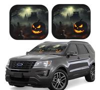 Lot de 2 pare-soleil pliables pour pare-brise de voiture - Bloque le soleil pour Halloween - Protection solaire intérieure pour berlines et SUV