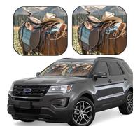 Lot de 2 pare-soleil pliables pour pare-brise de voiture et selle de cheval avec chapeau de cowboy pour fenêtre avant, 73,6 x 61 cm, convient à la plupart des voitures, berlines, SUV, camions
