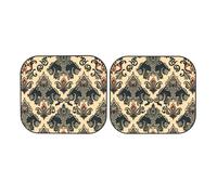 Lot de 2 pare-soleil pliables pour pare-brise de voiture Motif éléphants asiatiques pour la plupart des voitures, accessoires d'intérieur de véhicule universels, bloquant le soleil, petite taille
