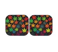 Lot de 2 pare-soleil pliables pour pare-brise de voiture - Motif feuilles de cannabis colorées - Pour la plupart des voitures - Accessoires d'intérieur de véhicule universels - Bloque la protection du