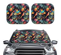 Lot de 2 pare-soleil pliables pour pare-brise de voiture - Motif floral coloré - Bloque les rayons UV - Protection intérieure pour la plupart des berlines, SUV, camions
