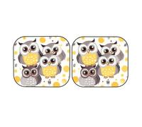 Lot de 2 pare-soleil pliables pour pare-brise de voiture Motif hiboux mignons pour la plupart des voitures, accessoires d'intérieur de véhicule universels, bloquant le soleil, petite taille