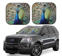 Lot de 2 pare-soleil pliables pour pare-brise de voiture - Motif paon - Bloque la chaleur et les rayons UV - Bloque les UV - Protection intérieure de voiture