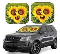 Lot de 2 pare-soleil pliables pour pare-brise de voiture - Pour intérieur de voiture - Pour la plupart des berlines, SUV, camionnettes, camions - Taille L