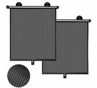 Lot de 2 Pare-Soleil Rétractables pour Fenêtre de Voiture - Latéral pour Bébé, Enroulable en PVC, Noir, Ajustement Universel