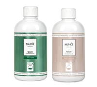 Lot de 2 parfums concentrés Muha pour lessive de 400 ml - parfums intenses - parfum durable, grand format, usage universel en machine (air de capri + talc et mousse)