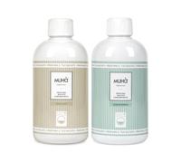 Lot de 2 parfums concentrés Muha pour lessive de 400 ml - parfums intenses - parfum durable, grand format, usage universel en machine (lait doux + eau marine)