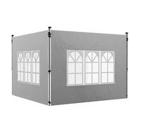Lot de 2 parois latérales - Outsunny - pour tonnelle de 3 x 3 m - avec fenêtre - tissu oxford - 295 x 195 cm - gris clair