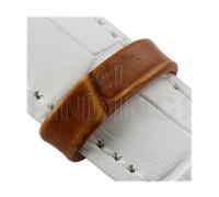 Lot de 2 passants en cuir aspect crocodile pour bracelet de montre de femme ou d'homme Beige 24 mm