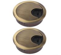 Lot de 2 passe-câbles de bureau avec œillets métalliques pour organiser les câbles de bureau et réduire l'encombrement de l'espace de travail (bronze vert, 53 mm)