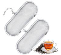 Lot de 2 passoire à thé en Acier Inoxydable, Boule à Epices Ovale, Filtre à thé capsule avec chaîne à trous fins, AdaptéE Au thé En Feuilles Et à La Cuisine Quotidienne