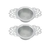 Lot de 2 passoires à thé avec bol, passoire en acier inoxydable pour thé en vrac, infuseur à thé en vrac, double poignée, mini passoire avec maille fine, adaptée pour la filtration du thé en vrac, du