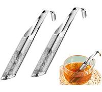 Lot de 2 passoires à thé en acier inoxydable - Poignée à crochet - Tamis à thé en acier inoxydable - Passoire à thé cylindrique - Type de filtre - Réutilisable - Passoire à thé pour feuilles de thé