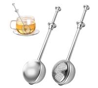 Lot de 2 passoires à thé pour thé en vrac, boules à thé avec poignée télescopique, passoire à thé pour thé en vrac, pince à thé, cuillère en acier inoxydable 304, pour farine, épices, sucre, café