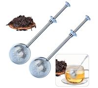 Lot de 2 passoires à thé pour thé en vrac - En acier inoxydable - Grand infuseur à thé avec poignée télescopique - Accessoire pour thé, café, épices