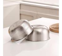 Lot de 2 passoires en acier inoxydable avec design double couche et marquages de mesure pour une manipulation précise des ingrédients, convient pour la cuisine et les activités de plein air (S)