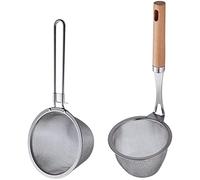 Lot de 2 passoires en acier inoxydable - Écumoire en maille et passoire araignée pour la cuisine, la friture et le tamisage - Outil de cuisine essentiel pour les chefs à domicile