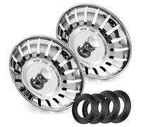 Lot de 2 passoires et bouchons d'évier de cuisine en acier inoxydable de 78 mm pour une utilisation simple et double, attrape-cheveux, pour cuisine, salle de bain, nourriture, cheveux, empêche les