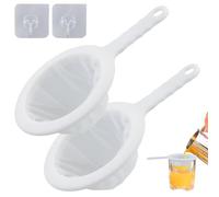 Lot de 2 passoires fines avec poignée - 200 mailles - Passoire à cheveux de cuisine - Filtre ultra fin - Passoire domestique - Passoire à main pour jus, lait, café avec 2 crochets