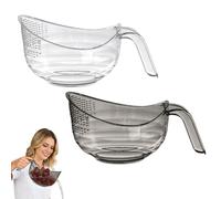 Lot de 2 passoires multifonctions pour le lavage des fruits et légumes, passoire avec bol, panier égouttoir de grande capacité pour cuisine, salade, pâtes et préparation des repas (transparent et gris