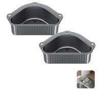 Lot de 2 passoires triangulaires pour évier avec crochet à ventouse pour un placement stable et une rétention efficace des particules alimentaires (gris)