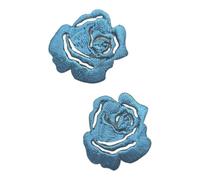 Lot de 2 - Patch Écusson Thermocollant Petite Rose Ajourée 3 x 3 cm Coloris Bleu Roi Patch brodé