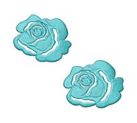 Lot de 2 - Patch Écusson Thermocollant Petite Rose Ajourée 3 x 3 cm Coloris Turquoise Patch brodé