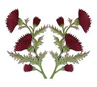 Lot de 2 patchs à coudre ou thermocoller Motif fleurs de chardon Bordeaux