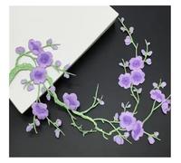 Lot de 2 patchs broderie en forme fleur prunier, autocollants tissu, thermocollants, for travaux manuels, couture, réparation, brodés Décoratifs Brodés(Color 18)