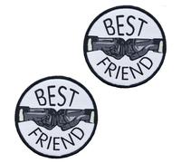 Lot de 2 patchs brodés « Best Friend » - Motif drapeau militaire amusant - Pour vêtements, jeans, casquettes, veste, gilet, sacs, chapeaux, sacs à dos, etc