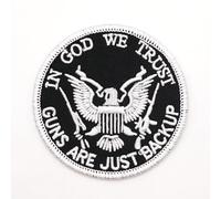 Lot de 2 patchs brodés « in god we Trust Guns are just Backup » de style punk, crochet tactique pour gilet et sac à dos vêtements