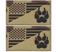 Lot de 2 patchs brodés pour harnais, motif pattes de chien avec drapeau américain pour gilets d'animaux de taille moyenne et grande