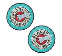 Lot de 2 Patchs Planeten-Express Amusants pour Exploration Spatiale Compatibles avec Velcro - Pour sac à dos, uniforme, gilet pour chien, cartable, extérieur, motard, vêtements